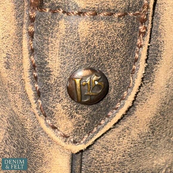 Liberty Black Vintage Canela Studded Leather Boots Brown Distressed Booties - Picture 12 of 16